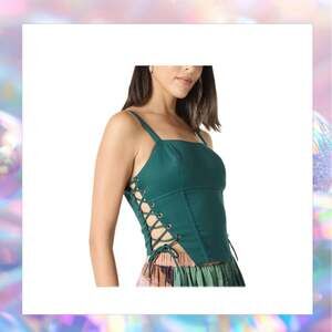 The Drop Green Side Tie Corset Size Large NWT